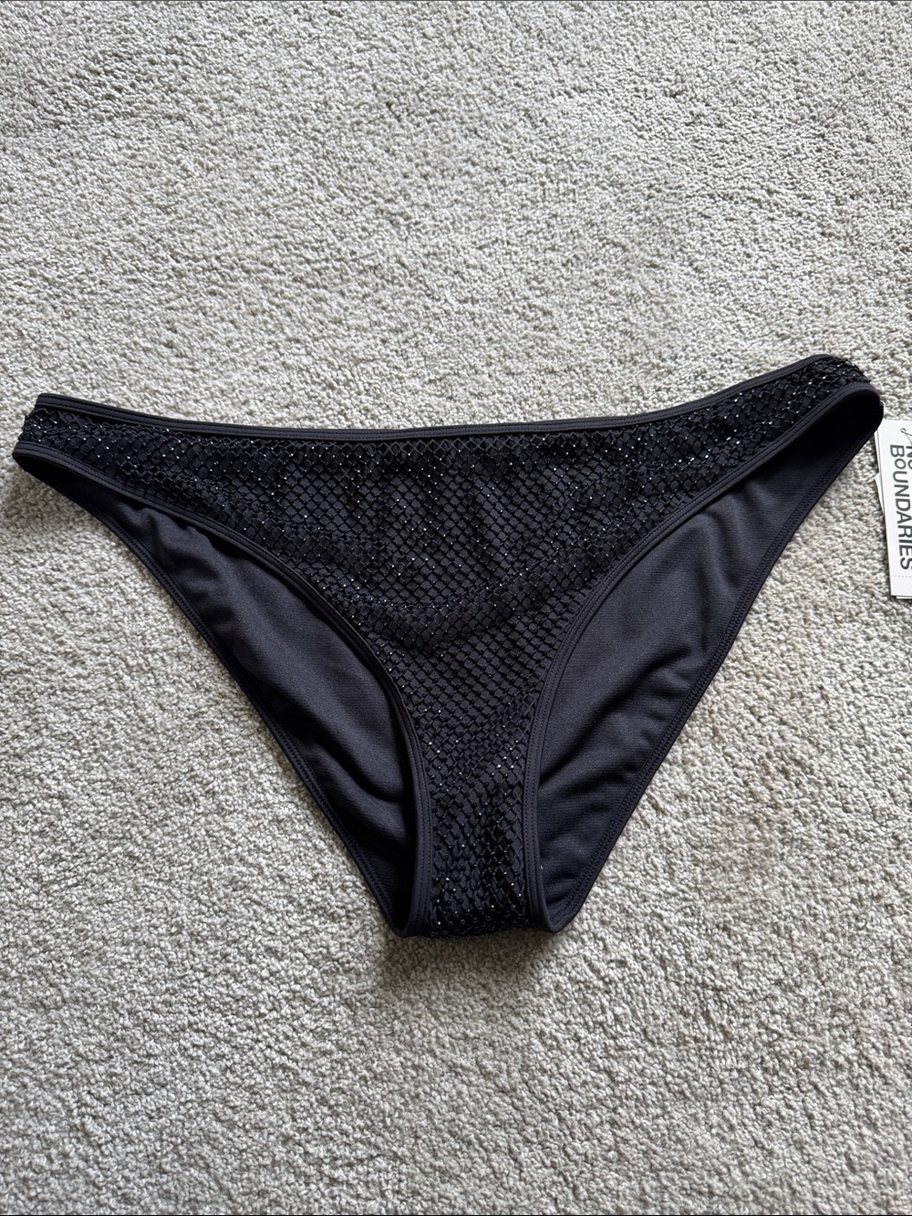 No Boundaries Black Bikini Bottom with Sparkle Mesh